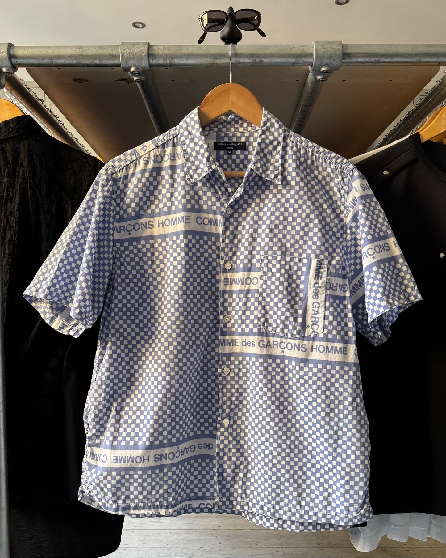 2003 Blue Gingham Logo Check Shirt (M~L)