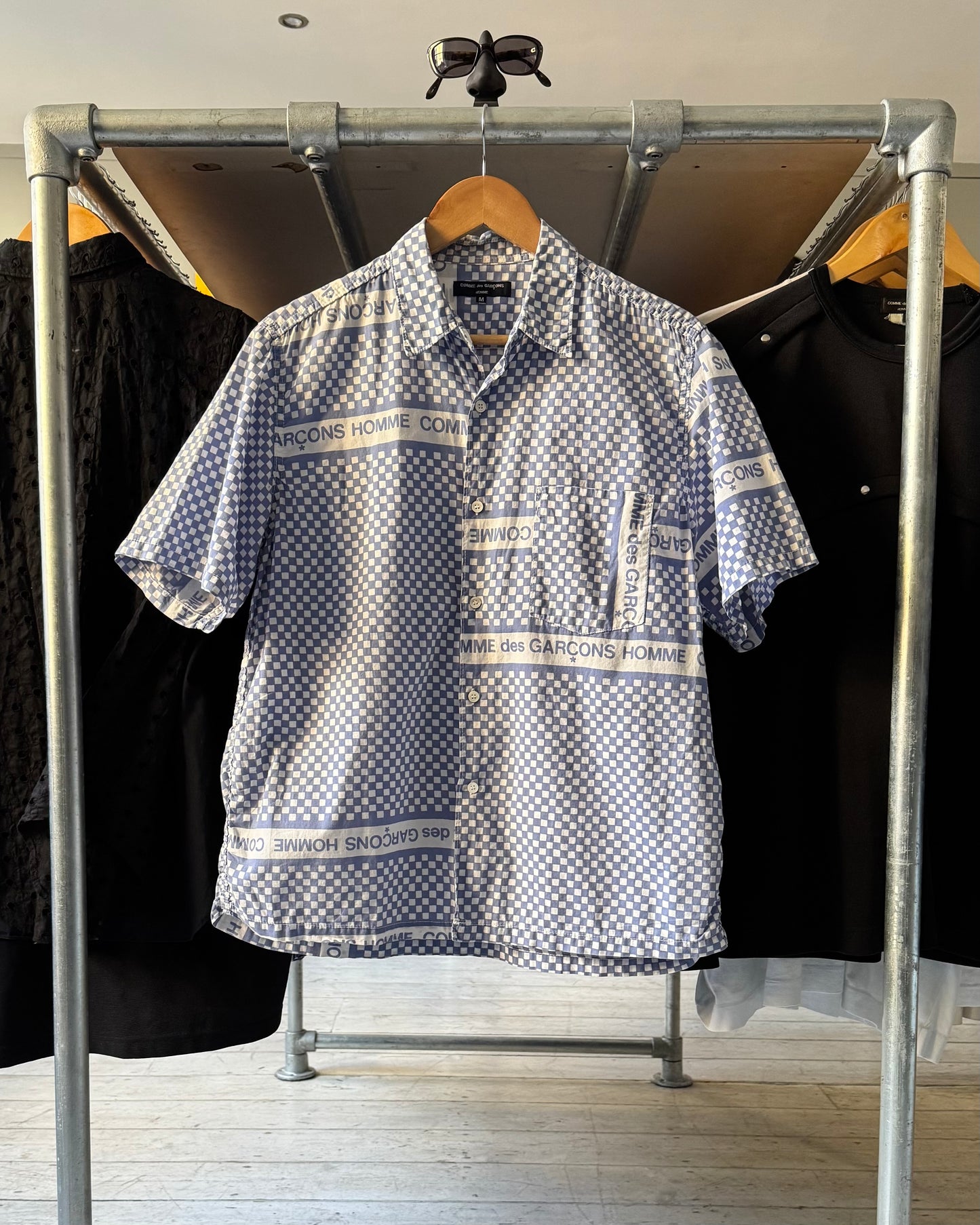 2003 Blue Gingham Logo Check Shirt (M~L)
