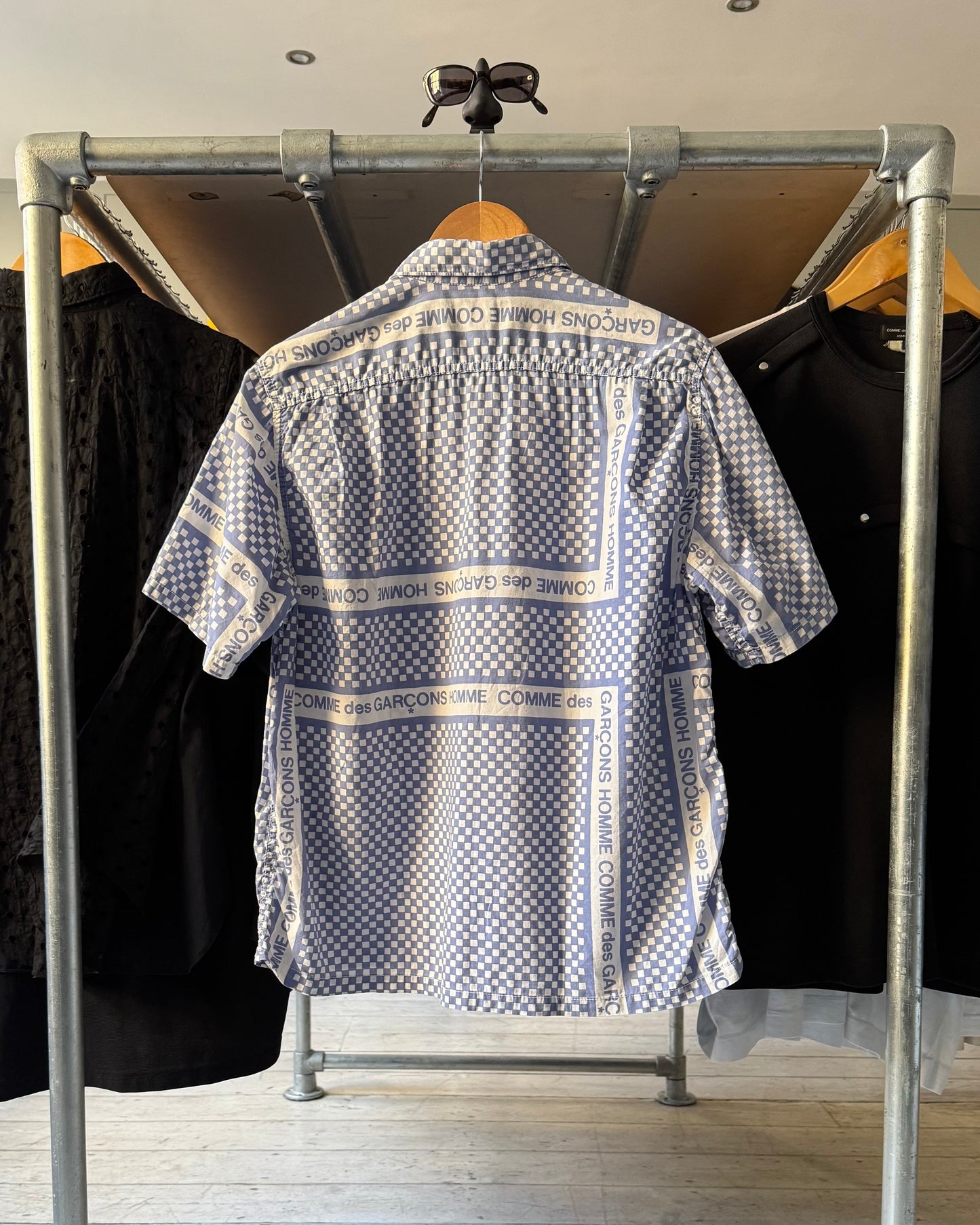 2003 Blue Gingham Logo Check Shirt (M~L)