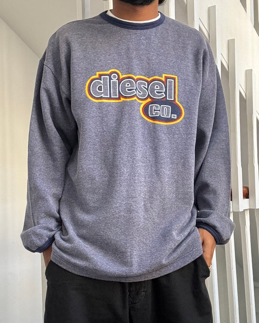 90s Stroke Logo Heather Blue Lightweight Jumper (L~ XL)