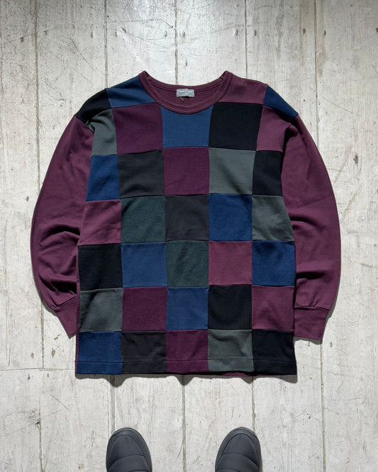 1997 Maroon / Blue Black Patchwork Style Front Top(M~L)
